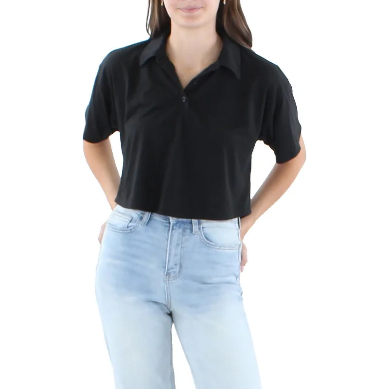 Women's Polo Shirts with Bold Prints -Kingston Grey Womens Juniors Cropped Short Sleeve Polo Top Women's Polo Shirts with Bold Prints -Kingston Grey Womens Juniors Cropped Short Sleeve Polo Top