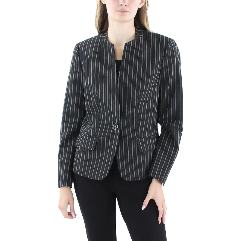 Women's Blazers with Solid Colors -Le Suit Womens Striped  One-Button Blazer