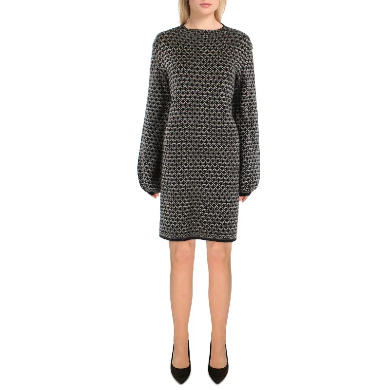 Women's Sweaterdress with Sheer Detail -Max Studio Womens Printed Mini Sweaterdress
