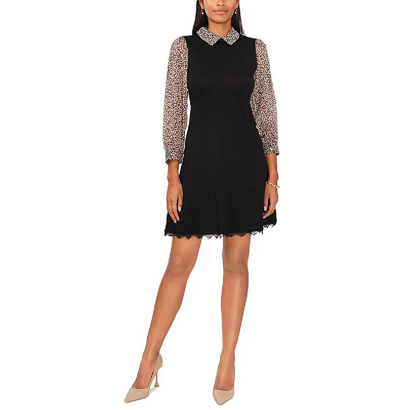 Women's Sweaterdress with Knit Waistband -MSK Womens Printed Midi Sweaterdress