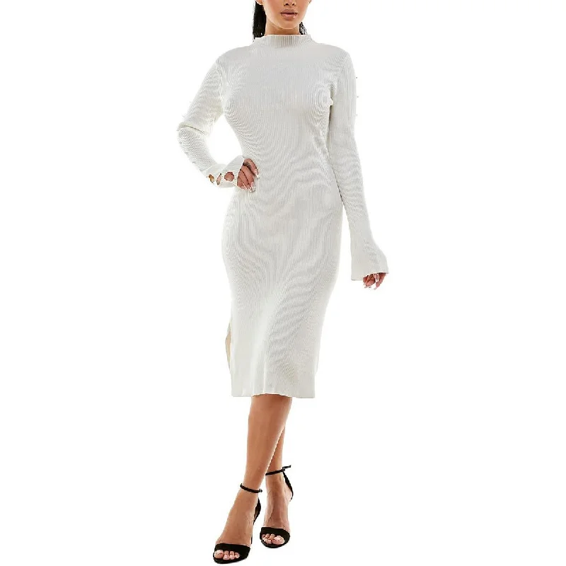 Women's Sweaterdress with Tulle Skirt -Planet Gold Womens Juniors Beaded Mid Calf Sweaterdress Women's Sweaterdress with Tulle Skirt -Planet Gold Womens Juniors Beaded Mid Calf Sweaterdress