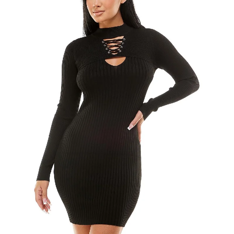 Women's Sweaterdress for Everyday Chic -Planet Gold Womens Juniors Ribbed Mini Sweaterdress Women's Sweaterdress for Everyday Chic -Planet Gold Womens Juniors Ribbed Mini Sweaterdress