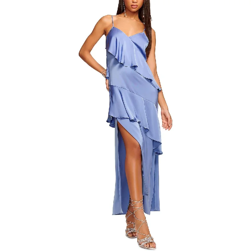 Satin Slip Dress with Flared Hem -Elegant Black Satin Slip Dress for Special Events -Ramy Brook Womens Elise Asymmetric Ruffled Slip Dress Satin Slip Dress with Flared Hem -Elegant Black Satin Slip Dress for Special Events -Ramy Brook Womens Elise Asymmetric Ruffled Slip Dress