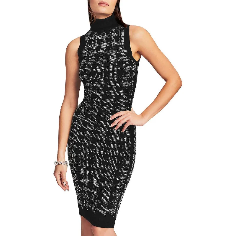 Women's Sweaterdress with Lace-Up Detail -Retrofete Womens Chrystie Rhinestone Houndstooth Sweaterdress Women's Sweaterdress with Lace-Up Detail -Retrofete Womens Chrystie Rhinestone Houndstooth Sweaterdress