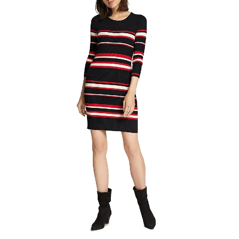 Women's Sweaterdress with Tie Detail -Sanctuary Women's Ribbed Knit Striped 3/4 Sleeve Mini Sweaterdress Women's Sweaterdress with Tie Detail -Sanctuary Women's Ribbed Knit Striped 3/4 Sleeve Mini Sweaterdress