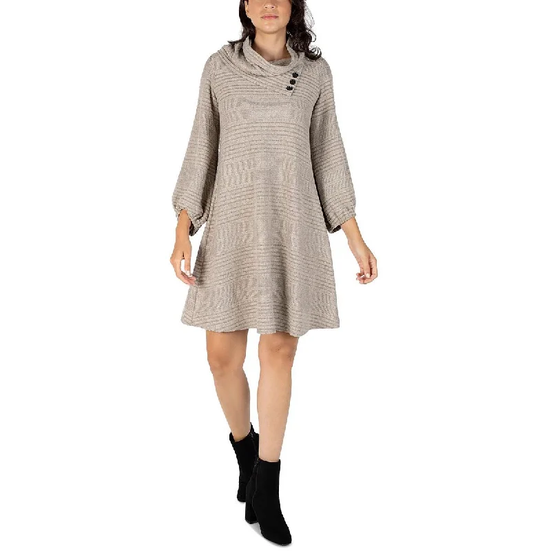 Women's Sweaterdress with Drawstring Waist -Signature By Robbie Bee Womens Petites Knit Striped Sweaterdress Women's Sweaterdress with Drawstring Waist -Signature By Robbie Bee Womens Petites Knit Striped Sweaterdress