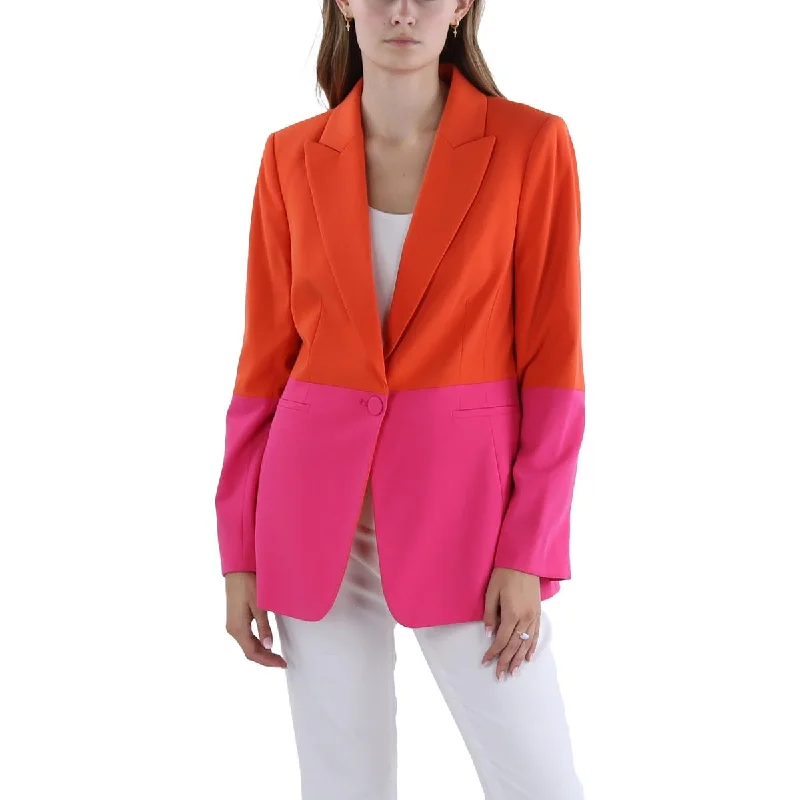 Women's Padded Shoulders Blazers -Tahari ASL Womens Woven Colorblock One-Button Blazer Women's Padded Shoulders Blazers -Tahari ASL Womens Woven Colorblock One-Button Blazer