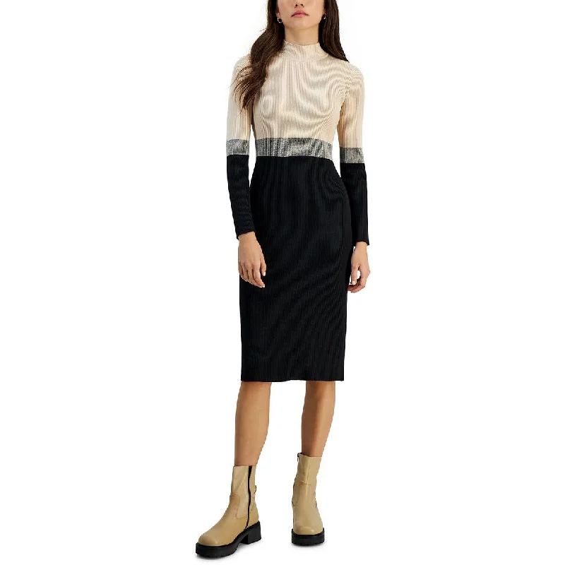 Women's Sweaterdress with A-line Silhouette -Taylor Womens Petites Colorblock Midi Sweaterdress Women's Sweaterdress with A-line Silhouette -Taylor Womens Petites Colorblock Midi Sweaterdress