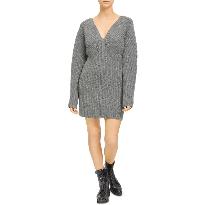 Women's Sweaterdress with Tie Waist -Theory Womens Double V Knit Sweaterdress