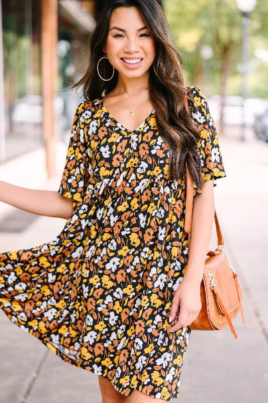 Doll Dress for Birthday Party -All Set Mustard Yellow Floral Babydoll Dress