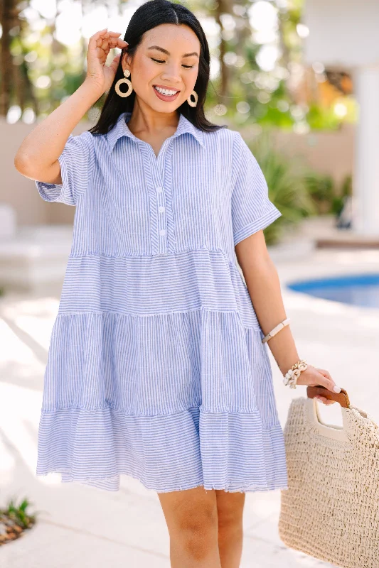 Doll Party Dress -All You Need To Hear Light Blue Striped Babydoll Dress