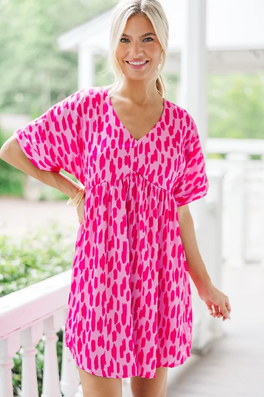 Doll Dress for 12-inch Dolls -As Soon As Possible Hot Pink Spotted Babydoll Dress