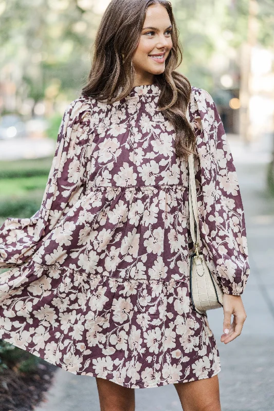 Doll Dress for Fancy Dress -Be Your Best Brown Floral Babydoll Dress