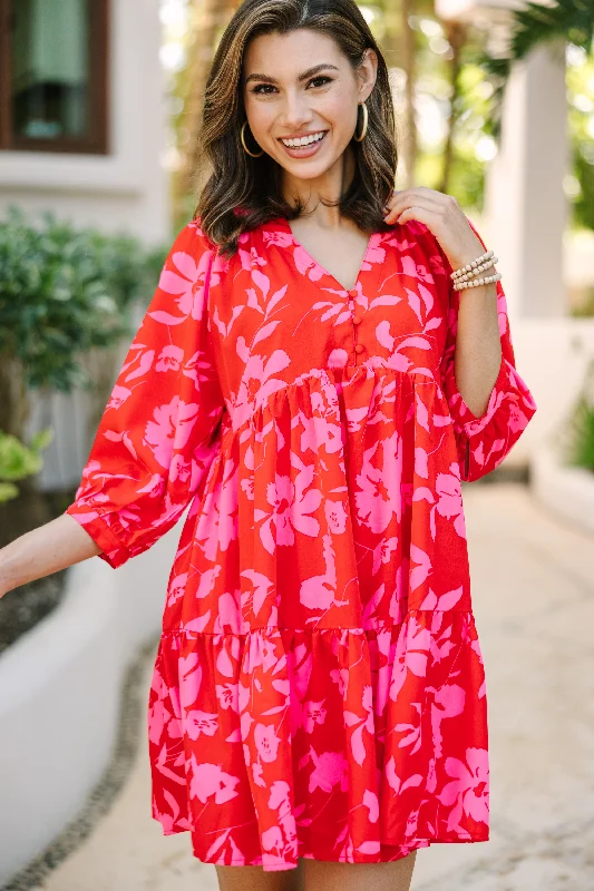Doll Dress for LOL Dolls -Can't Be Outdone Red Floral Babydoll Dress