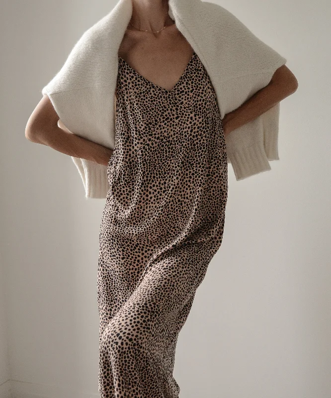 Satin Slip Dress for Office Wear -Satin Black Slip Dress for Casual Wear -Cheetah Slip Dress Satin Slip Dress for Office Wear -Satin Black Slip Dress for Casual Wear -Cheetah Slip Dress