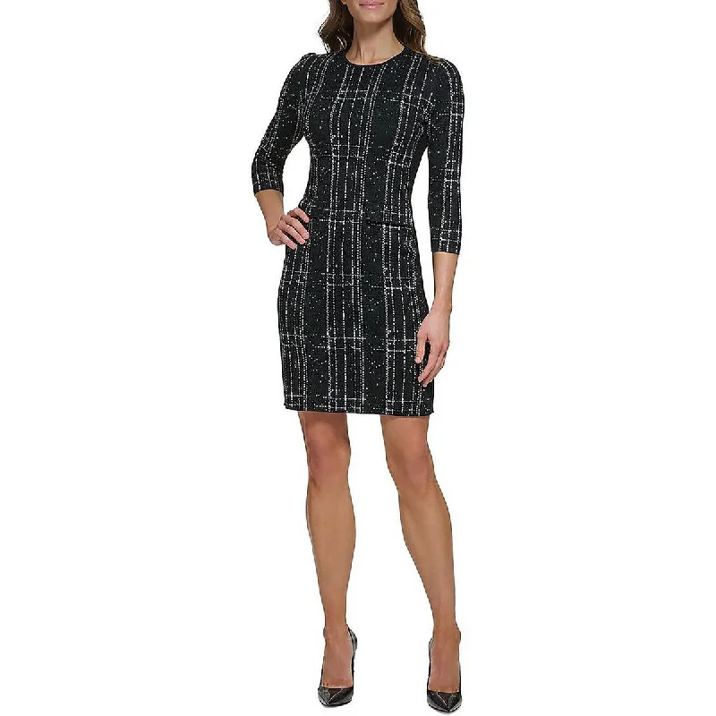 Women's Sweaterdress with Ribbed Hem -DKNY Womens Printed Knee-Length Sweaterdress