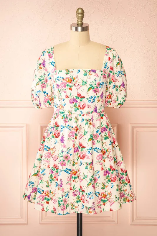 Doll Dress for Winter Holidays -Emmelie | Colourful Floral Babydoll Dress