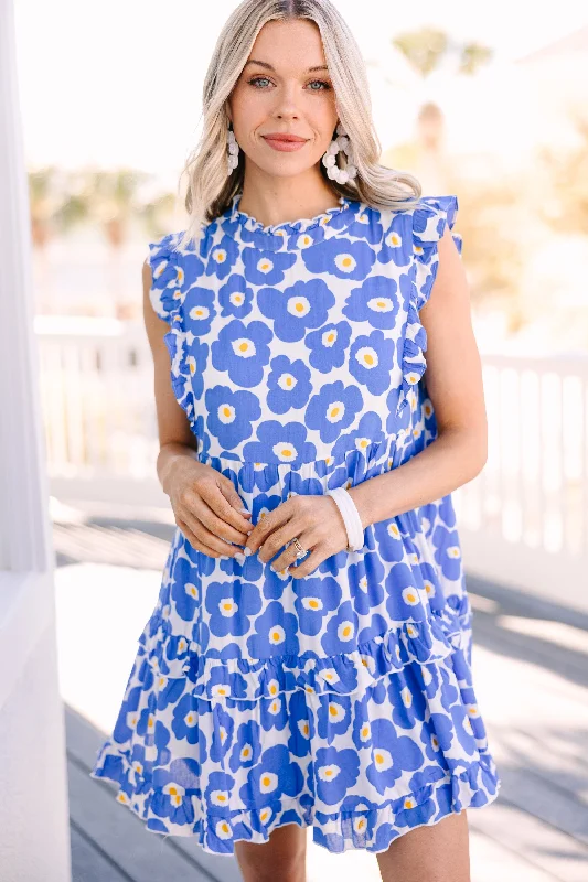 Doll Dress with Heart Pattern -Find You Well Blue Floral Babydoll Dress
