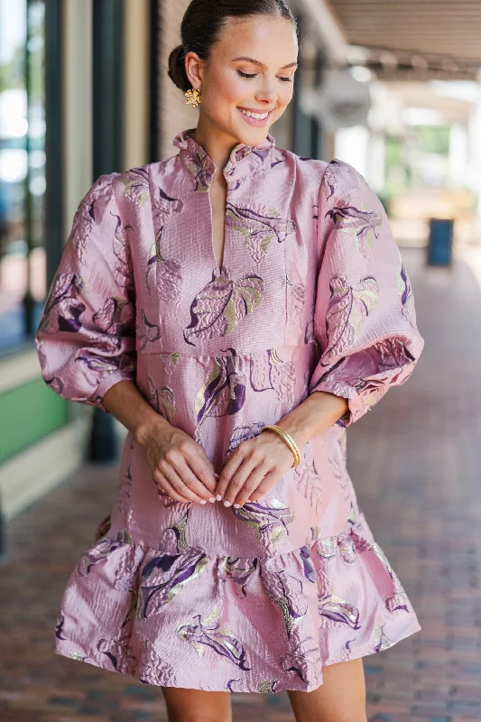 Doll Dress for Dolls 28-inch -Free To Be Mauve Pink Floral Brocade Babydoll Dress