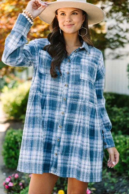 Doll Dress for Blythe Dolls -It's All Possible Blue Plaid Babydoll Dress