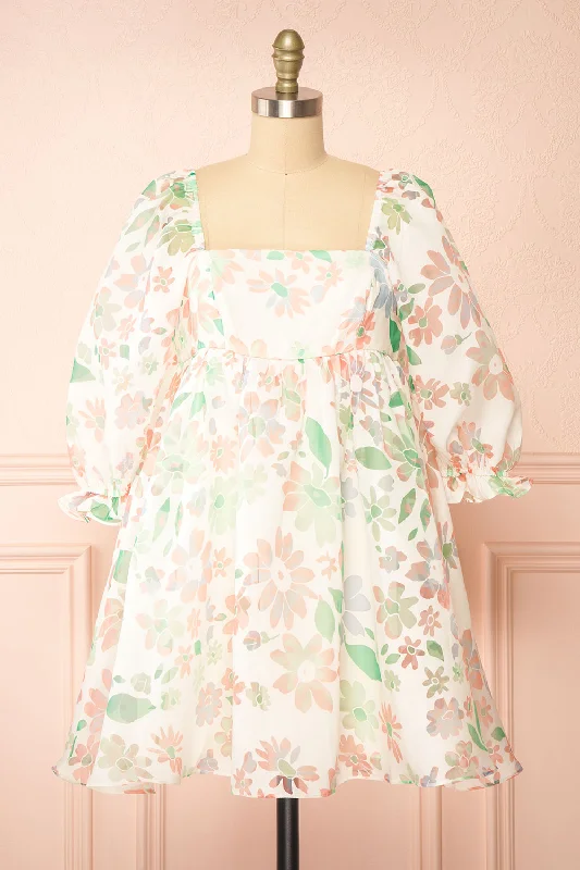 Doll Dress with Fitted Bodice -Jiselle | Short Floral Babydoll Dress
