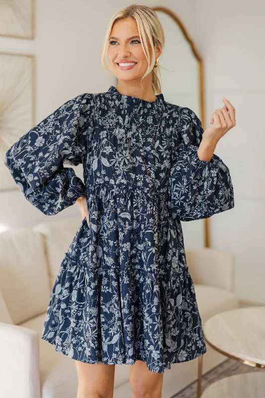 Doll Dress with Silver Accents -NURSING COLLECTION: Be Your Best Navy Toile Babydoll Dress Doll Dress with Silver Accents -NURSING COLLECTION: Be Your Best Navy Toile Babydoll Dress