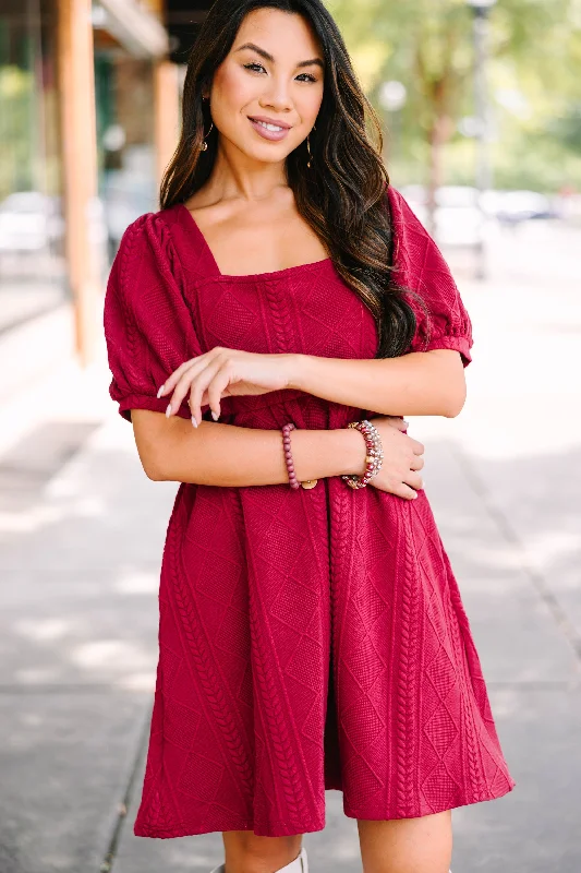 Doll Dress for Baby Dolls -On Your Team Wine Red Cable Knit Babydoll Dress