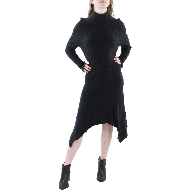 Women's Sweaterdress with Striped Sleeves -Ramy Brook Womens Miley Turtleneck Handkerchief Hem Sweaterdress Women's Sweaterdress with Striped Sleeves -Ramy Brook Womens Miley Turtleneck Handkerchief Hem Sweaterdress
