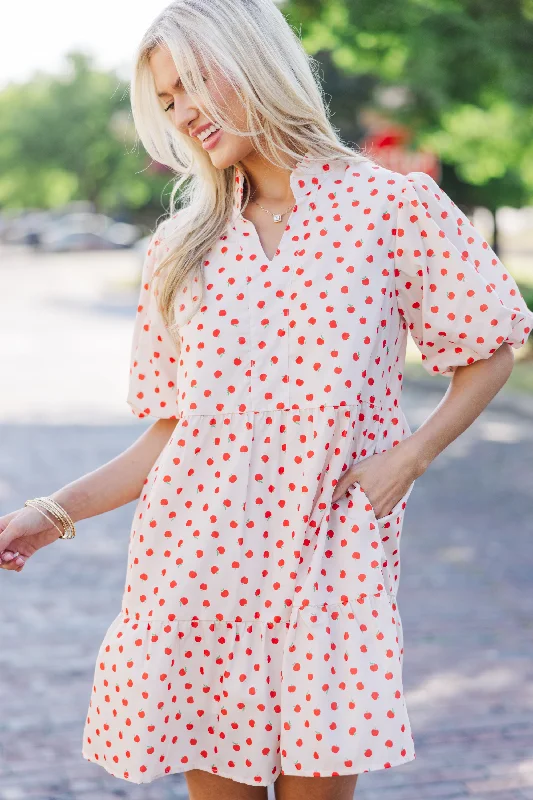 Doll Dress with Tulle Skirt -Somewhere Out There Apple Print Babydoll Dress