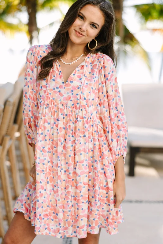 Doll Dress with Sash -Tell It All Blush Pink Floral Babydoll Dress