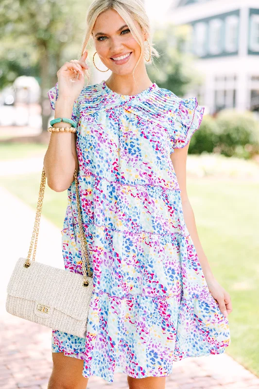 Doll Dress with Sequined Detail -Whatever It Takes White Abstract Babydoll Dress