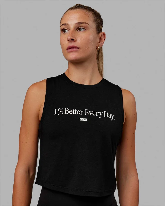 Women's Basic Tank Tops for Gym -1% Better Training Tank - Black-White