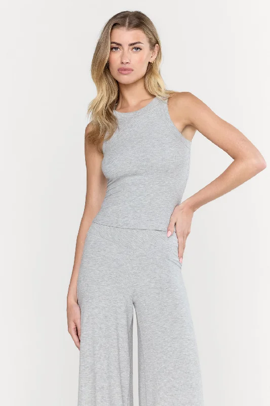 Women's Flattering Tank Tops for Women -365 SCULPTING LOUNGE RACER TANK - GREY MARL