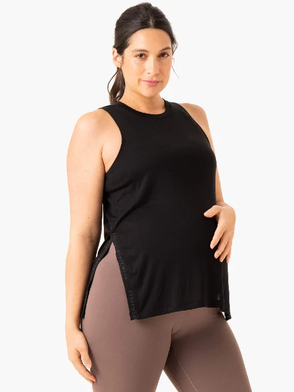 Women's Stretchable Camisoles -Active Bump Tank - Black