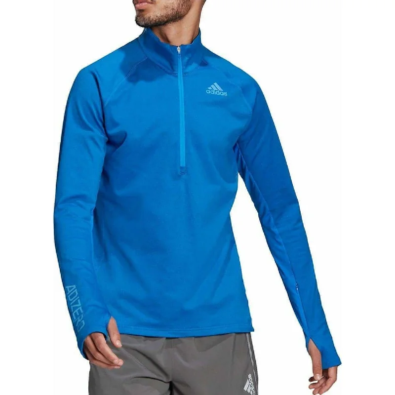 Women's Long Sleeve T-shirt for Traveling -adidas Adizero Half Zip Long Sleeve Mens Running Top - Blue