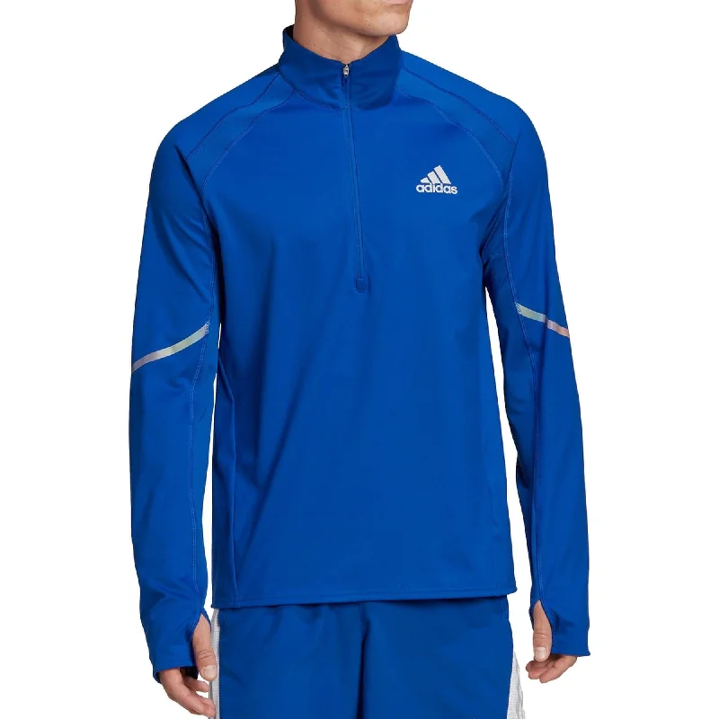 Women's Elegant Long Sleeve Shirt -adidas Fast Half Zip Long Sleeve Mens Running Top - Blue