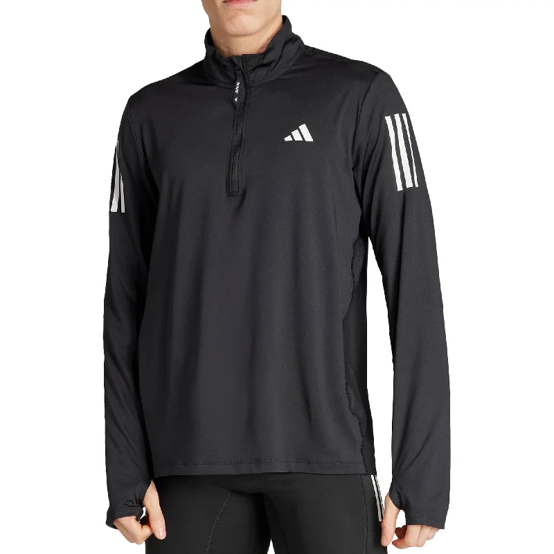 Women's Trendy Long Sleeve Shirt for Spring -adidas Own The Run Half Zip Long Sleeve Mens Running Top - Black