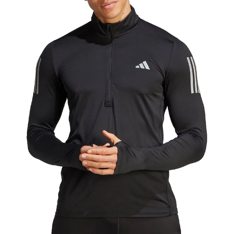 Women's Warm Long Sleeve Shirt for Layering -adidas Own The Run Half Zip Long Sleeve Mens Running Top - Black