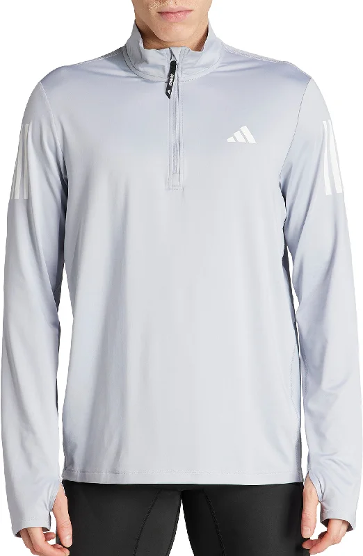 Women's Simple V-neck Long Sleeve T-shirt for Everyday Wear -adidas Own The Run Half Zip Long Sleeve Mens Running Top - Grey