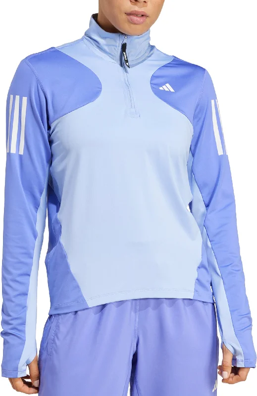 Women's White Long Sleeve T-shirt -adidas Own The Run Half Zip Long Sleeve Womens Running Top - Blue Women's White Long Sleeve T-shirt -adidas Own The Run Half Zip Long Sleeve Womens Running Top - Blue