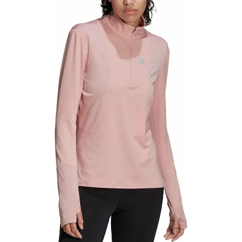 Women's Elegant Long Sleeve Shirt for Evening -adidas Own The Run Half Zip Long Sleeve Womens Running Top - Pink