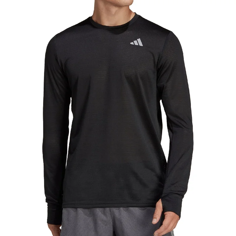Women's Zip-up Long Sleeve T-shirt for Sports -adidas Own The Run Long Sleeve Mens Running Top - Black