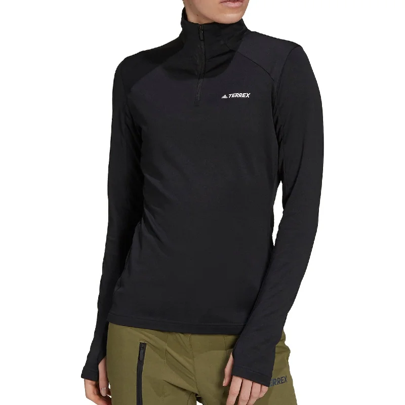 Women's Casual Long Sleeve T-shirt for Layering -adidas Terrex EveryHike Half Zip Long Sleeve Womens Fleece Top - Black Women's Casual Long Sleeve T-shirt for Layering -adidas Terrex EveryHike Half Zip Long Sleeve Womens Fleece Top - Black