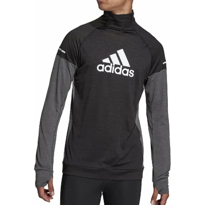 Women's Zip-front Long Sleeve T-shirt -adidas Turtle Graphic Block Long Sleeve Mens Running Top - Black Women's Zip-front Long Sleeve T-shirt -adidas Turtle Graphic Block Long Sleeve Mens Running Top - Black