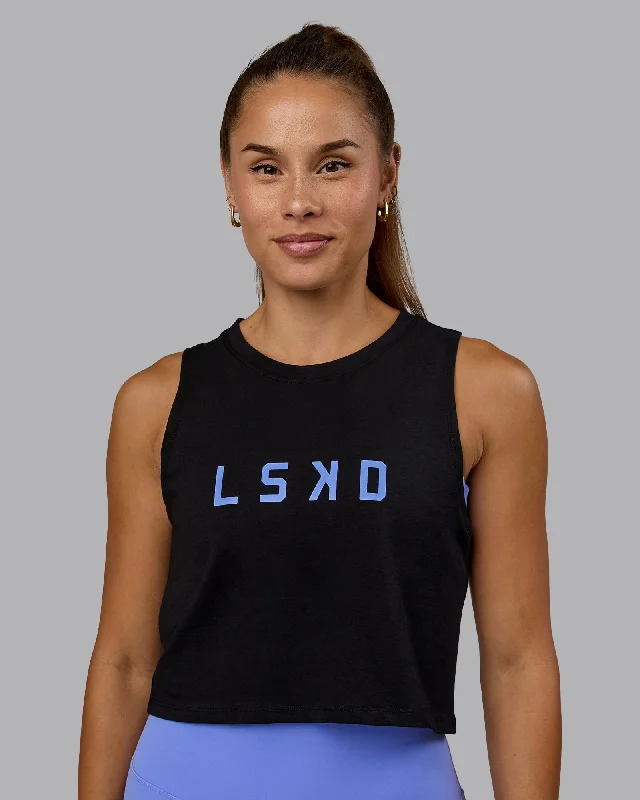 Women's Sleek Camisoles for Under Jackets -Agile FLXCotton Tank - Black-Baja Blue