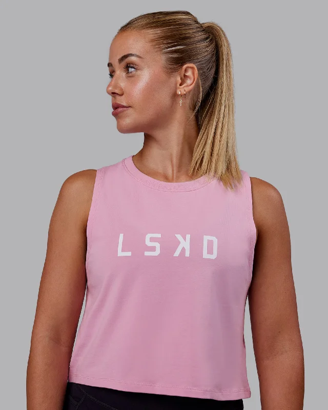 Women's Camisoles with Adjustable Straps -Agile FLXCotton Tank - Bubblegum-White