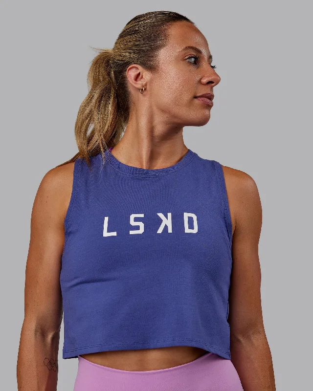 Women's Stylish Tank Tops with Open Back -Agile FLXCotton Tank - Future Dusk-White