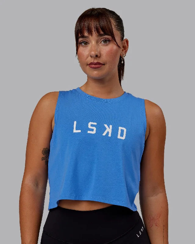 Women's Basic Camisoles for Summer -Agile FLXCotton Tank - Ultramarine-White