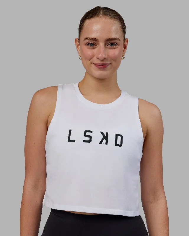 Women's Spaghetti Strap Tank Tops -Agile FLXCotton Tank - White-Black