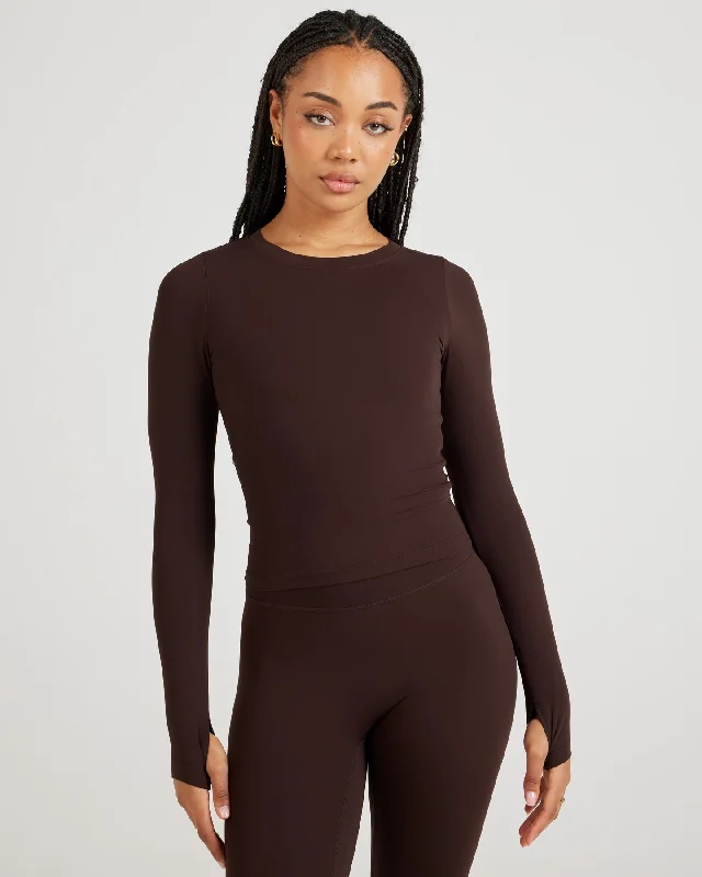 Women's Statement Long Sleeve T-shirt -Airey Long Sleeve - Espresso